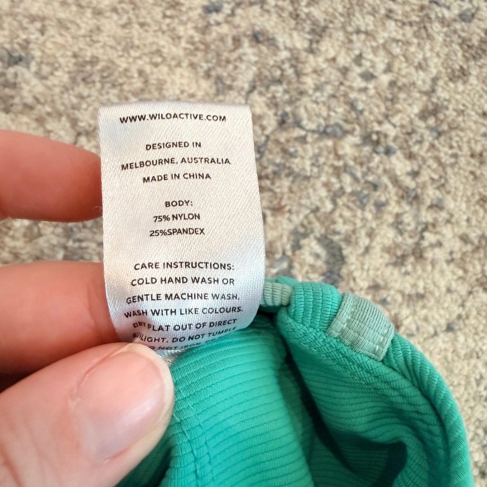 WILO Active Ribbed Cross Back Sports Bra Teal Green Large - Picture 4 of 5
